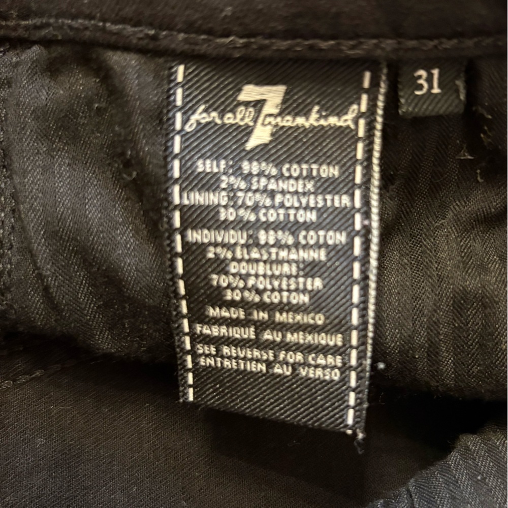 7 For All Mankind Black Cut Off Frayed Hem Mid Rise Black Denim Shorts Womens 31 - Picture 9 of 9